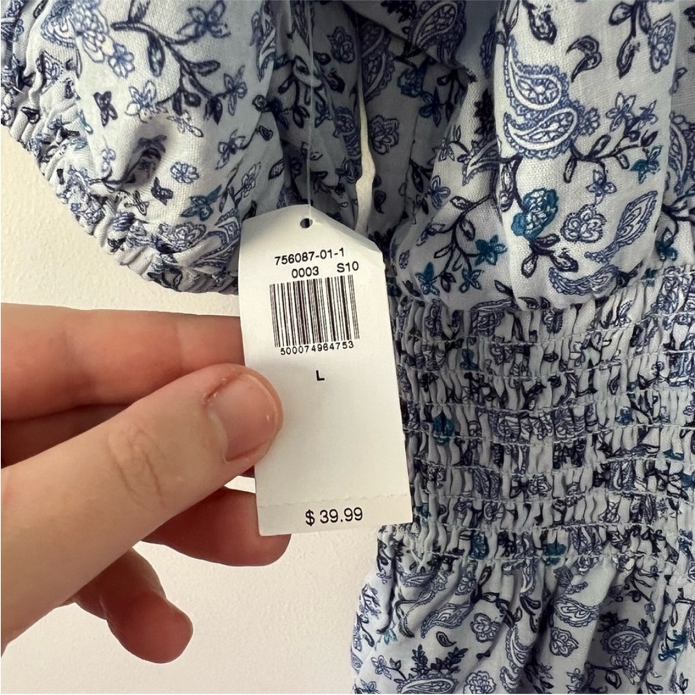 Waist-Defined Puff-Sleeve Scoop-neck Smocked Country Floral Print - Picture 6 of 10